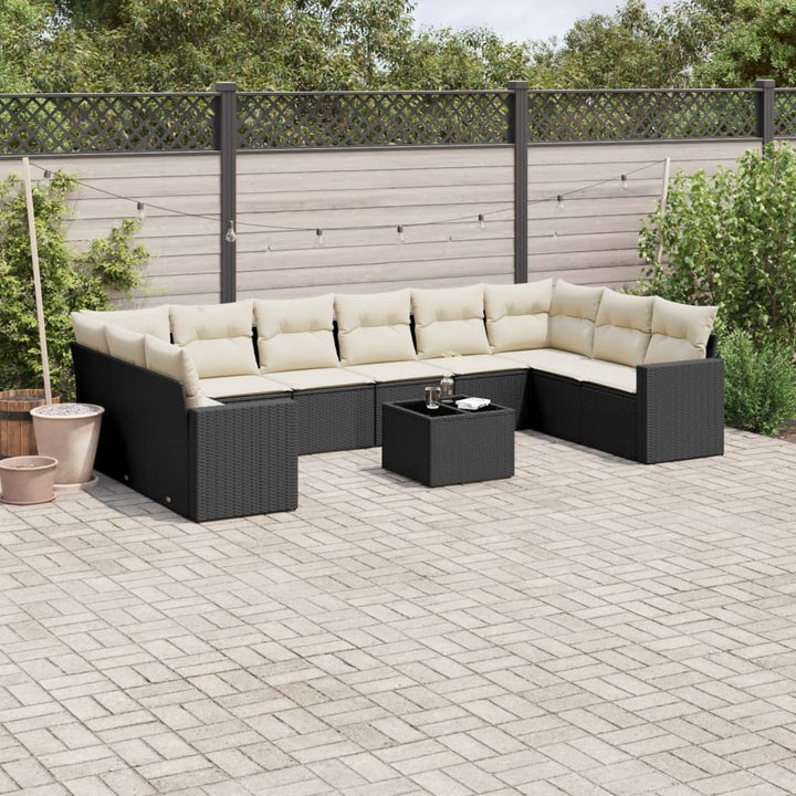 sofasæt til haven 11 dele med hynder polyrattan sort