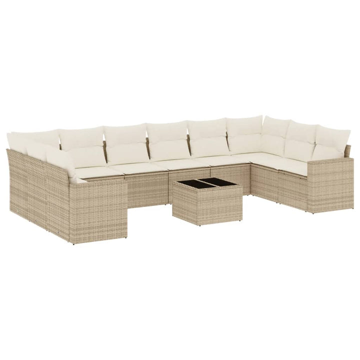 sofasæt til haven 11 dele med hynder polyrattan beige