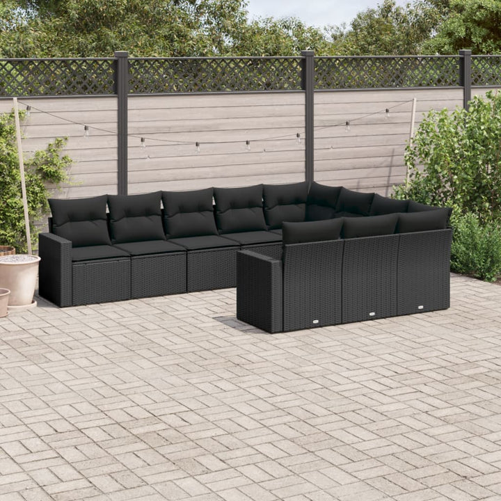 sofasæt til haven 10 dele med hynder polyrattan sort