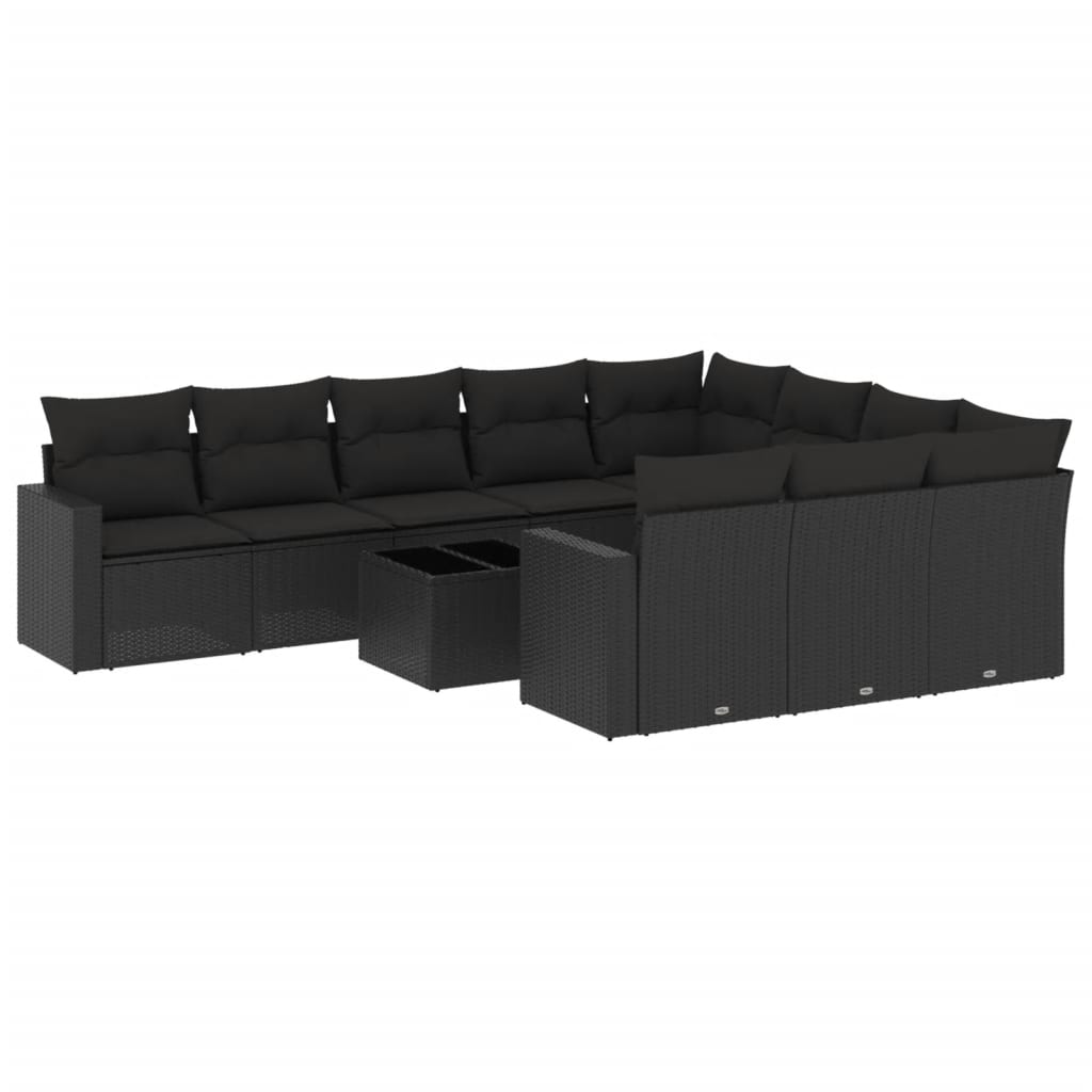 sofasæt til haven 11 dele med hynder polyrattan sort