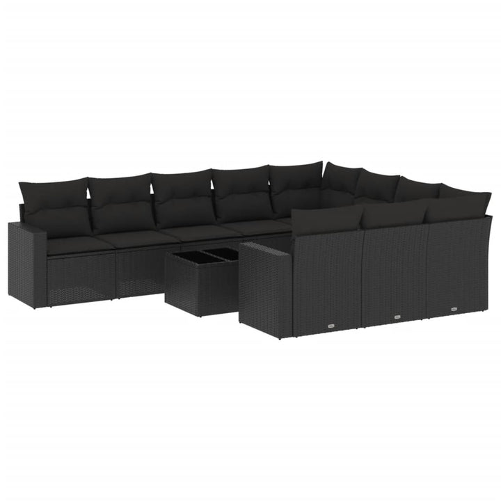 sofasæt til haven 11 dele med hynder polyrattan sort