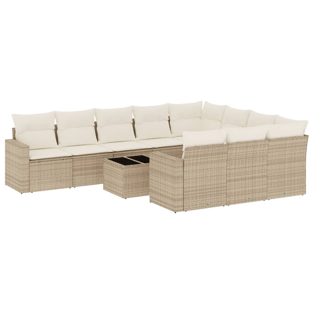 sofasæt til haven 11 dele med hynder polyrattan beige
