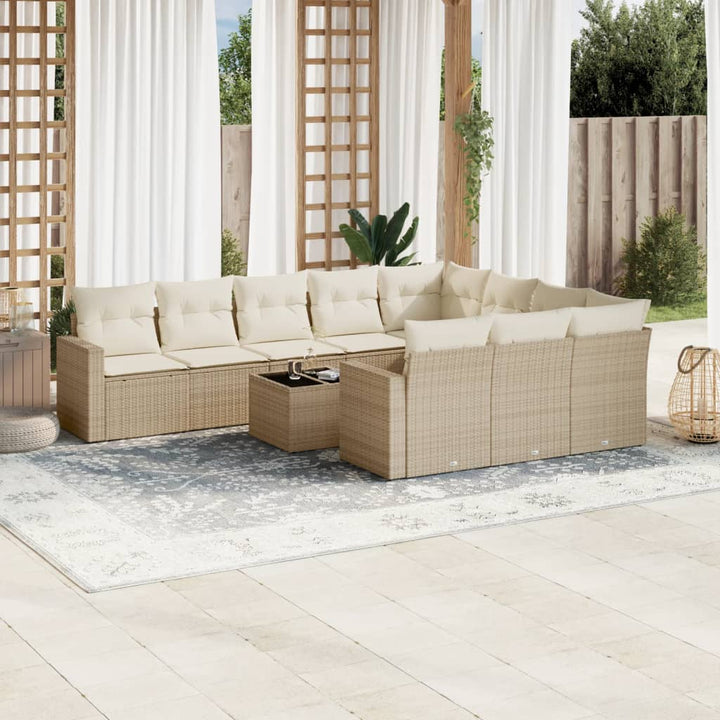 sofasæt til haven 11 dele med hynder polyrattan beige
