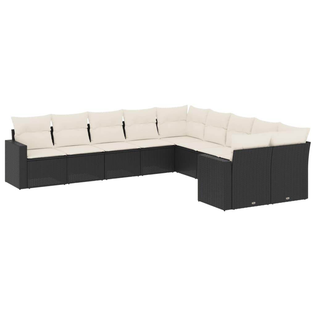 sofasæt til haven 10 dele med hynder polyrattan sort
