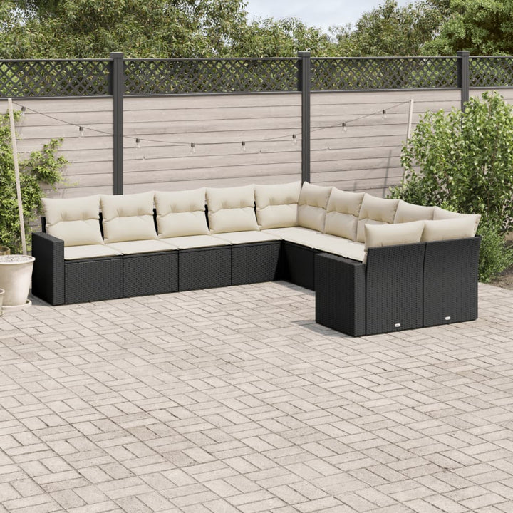 sofasæt til haven 10 dele med hynder polyrattan sort