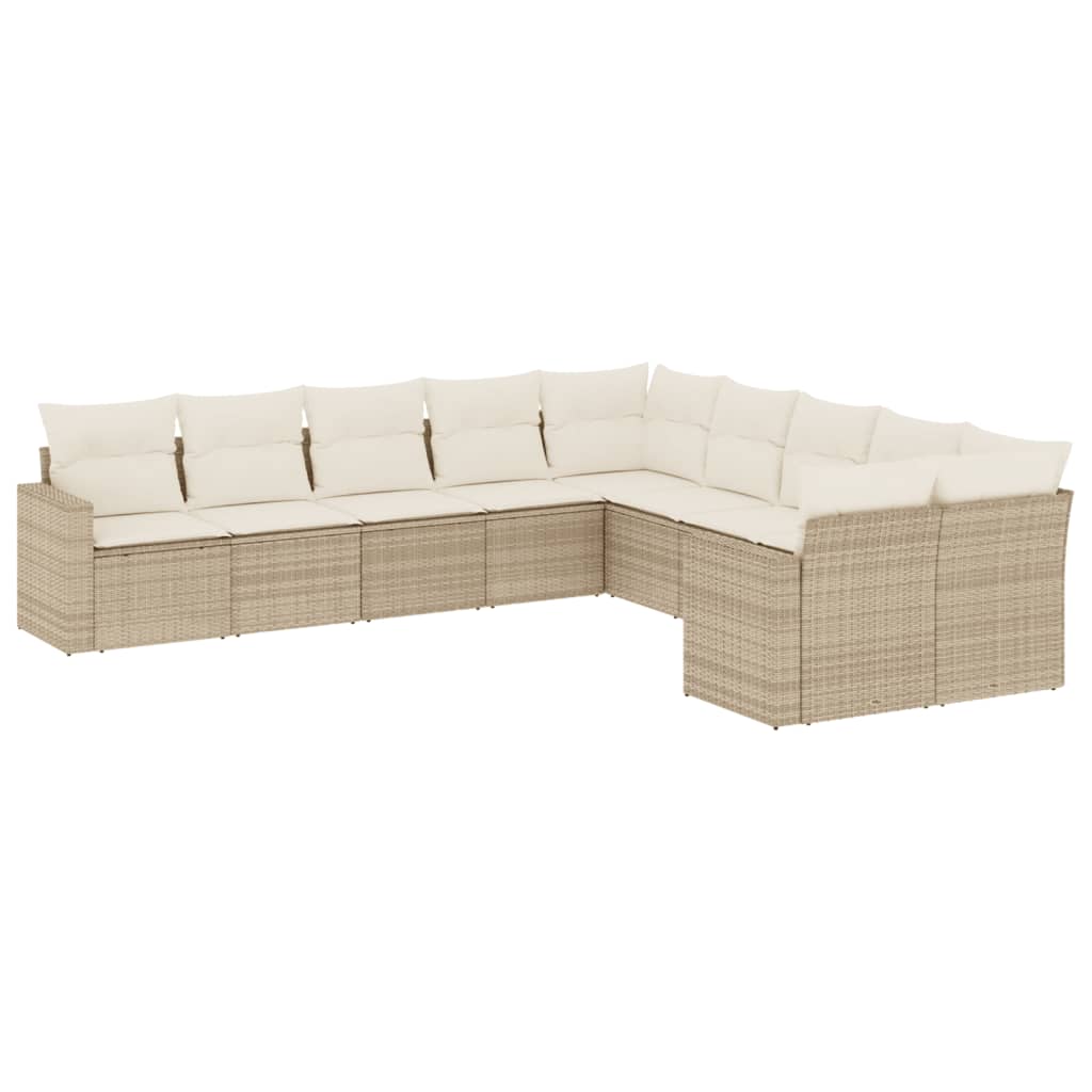 sofasæt til haven 10 dele med hynder polyrattan beige