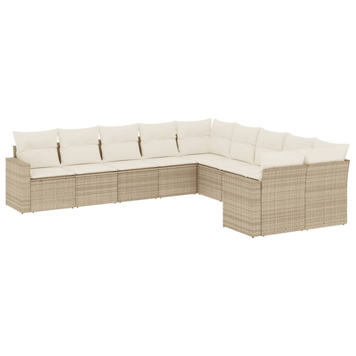 sofasæt til haven 10 dele med hynder polyrattan beige