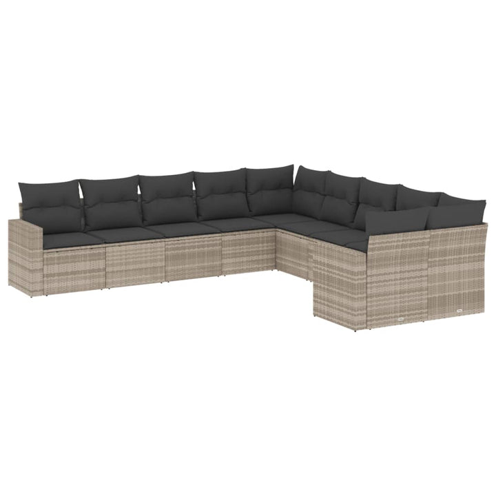 sofasæt til haven 10 dele med hynder polyrattan lysegrå
