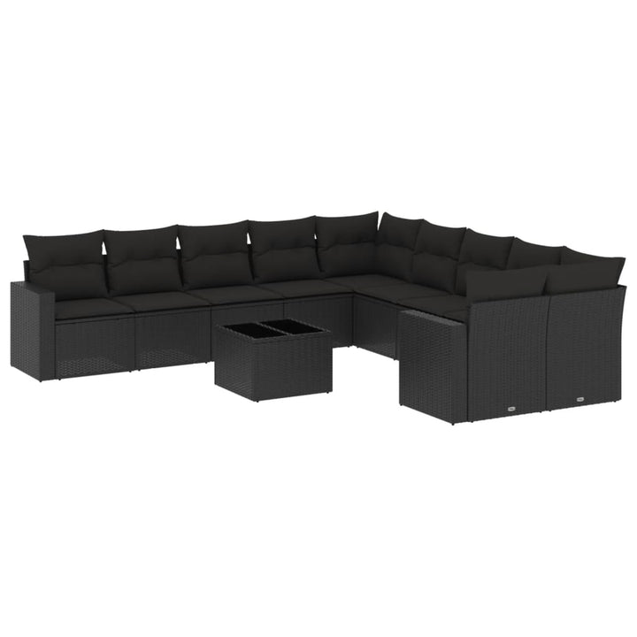 sofasæt til haven 11 dele med hynder polyrattan sort