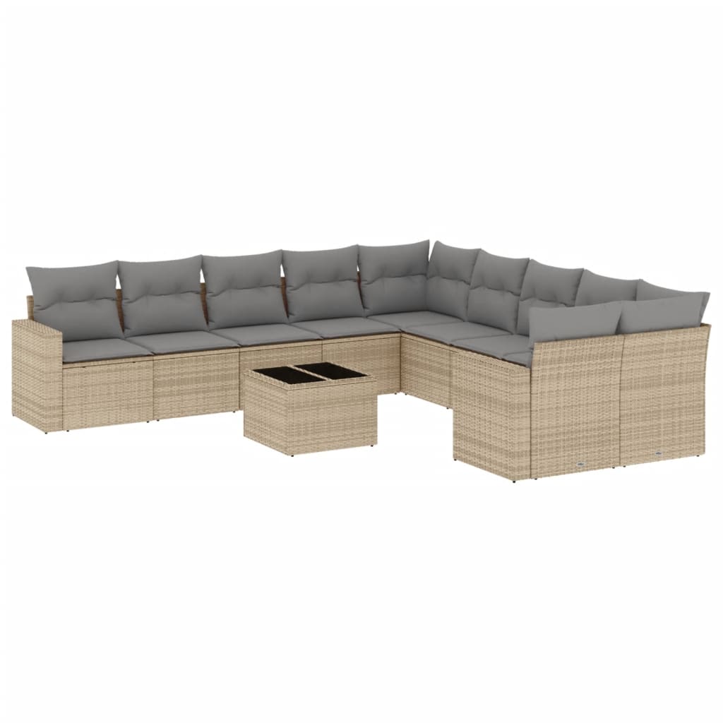 sofasæt til haven 11 dele med hynder polyrattan beige
