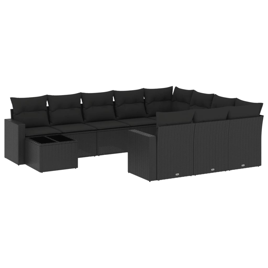 sofasæt til haven 11 dele med hynder polyrattan sort