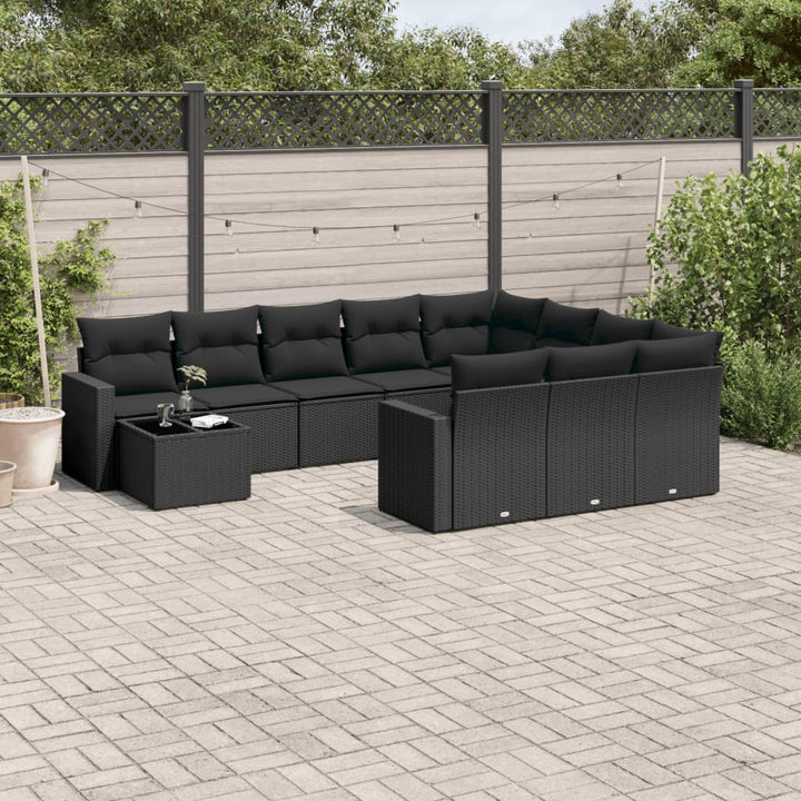 sofasæt til haven 11 dele med hynder polyrattan sort
