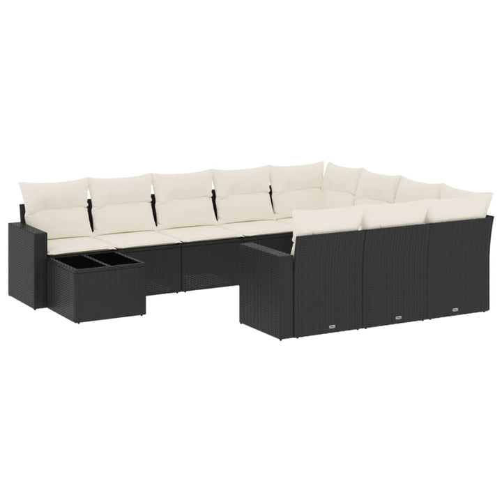 sofasæt til haven 11 dele med hynder polyrattan sort