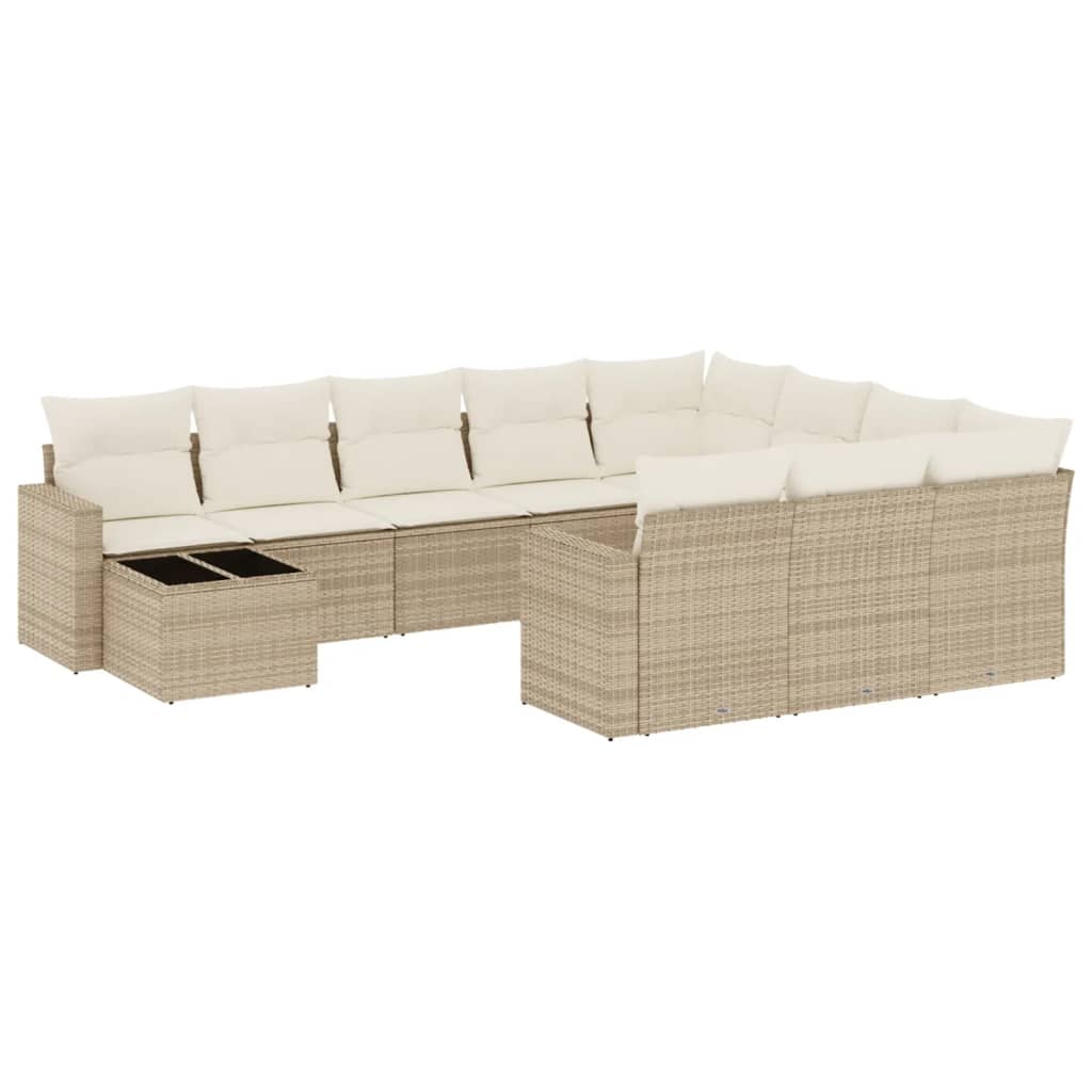 sofasæt til haven 11 dele med hynder polyrattan beige