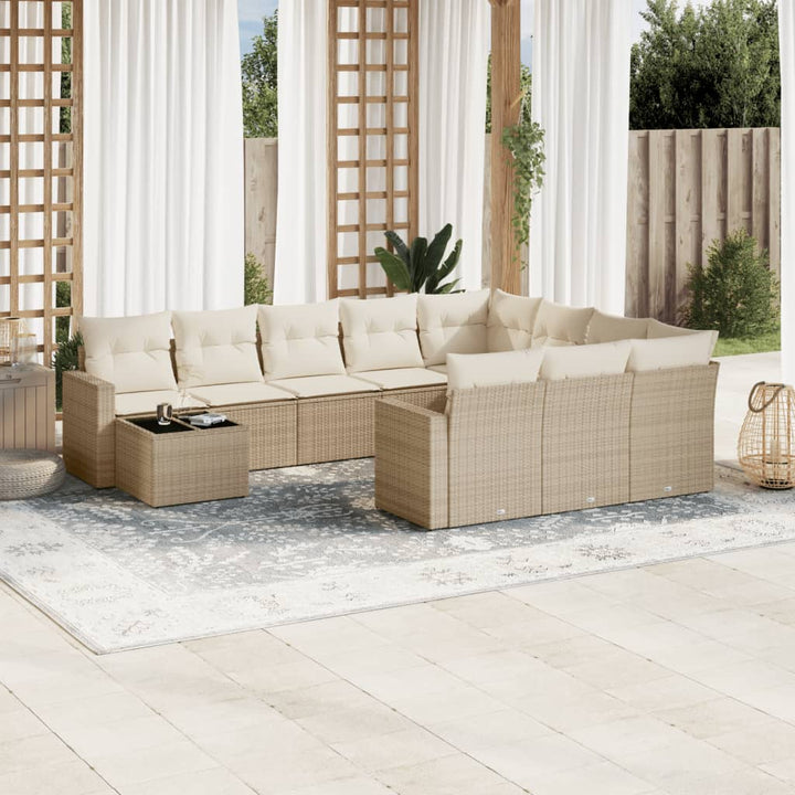 sofasæt til haven 11 dele med hynder polyrattan beige
