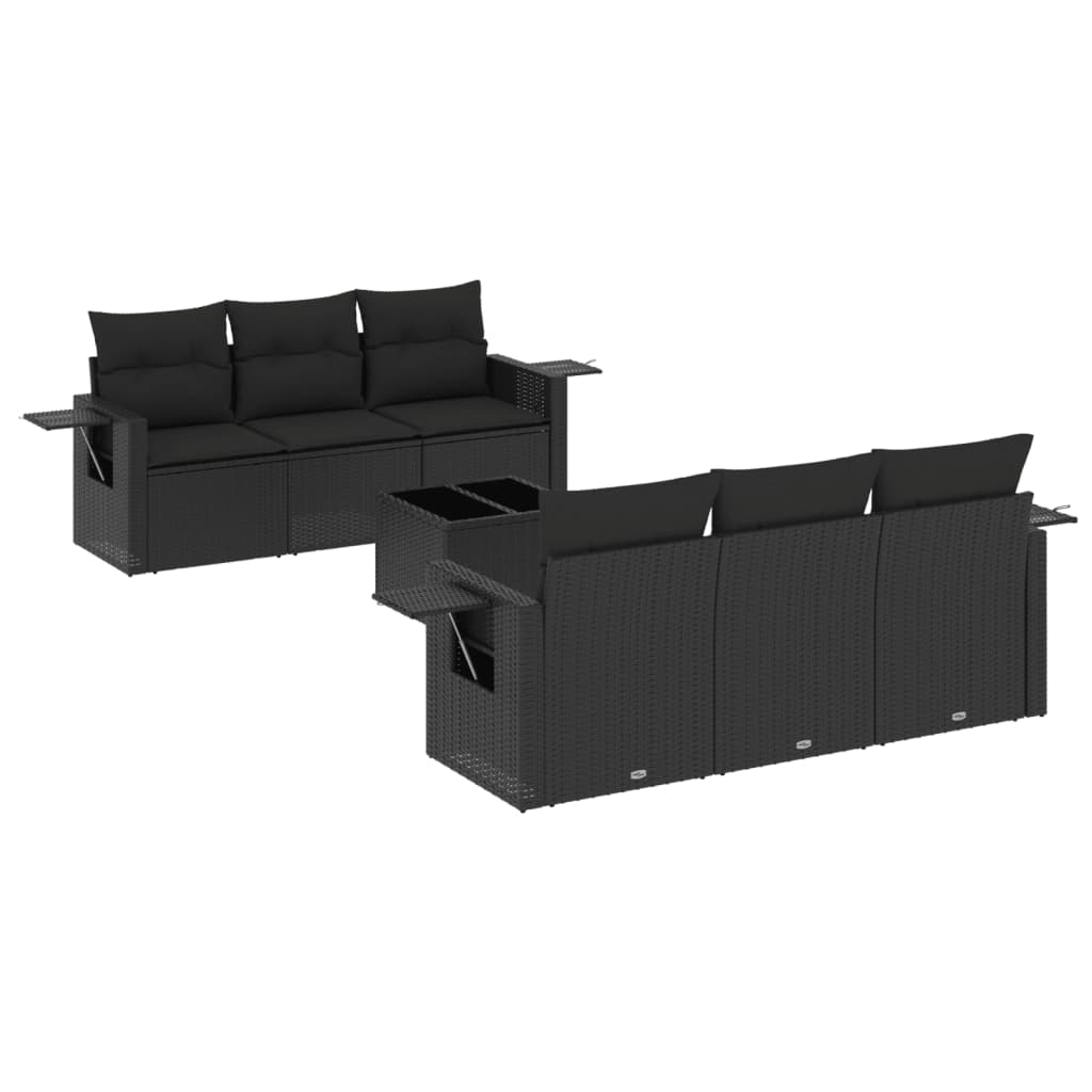 sofasæt til haven 7 dele med hynder polyrattan sort