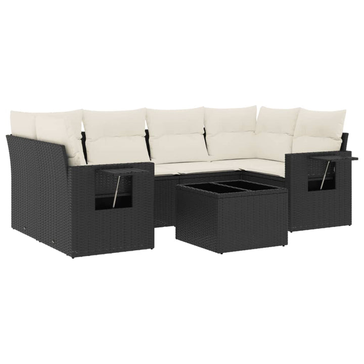 sofasæt til haven 7 dele med hynder polyrattan sort
