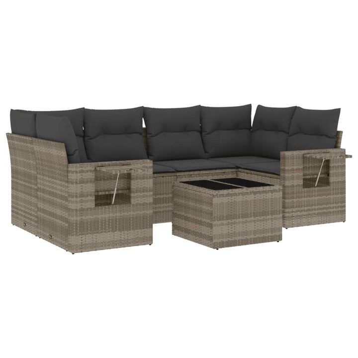sofasæt til haven 7 dele med hynder polyrattan lysegrå