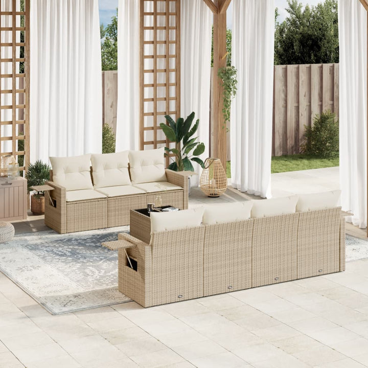 sofasæt til haven 8 dele med hynder polyrattan beige