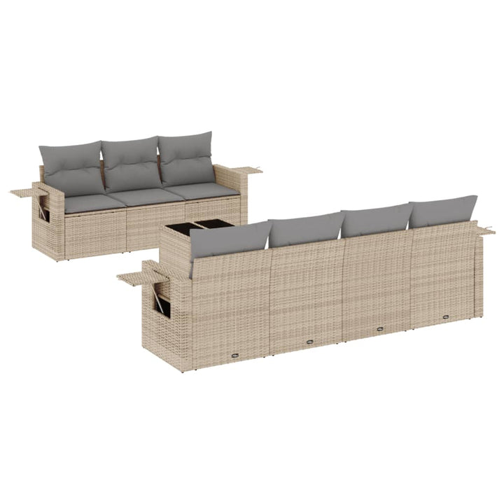 sofasæt til haven 8 dele med hynder polyrattan beige