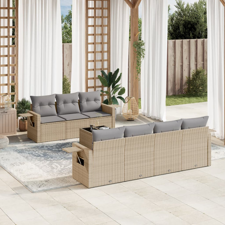 sofasæt til haven 8 dele med hynder polyrattan beige