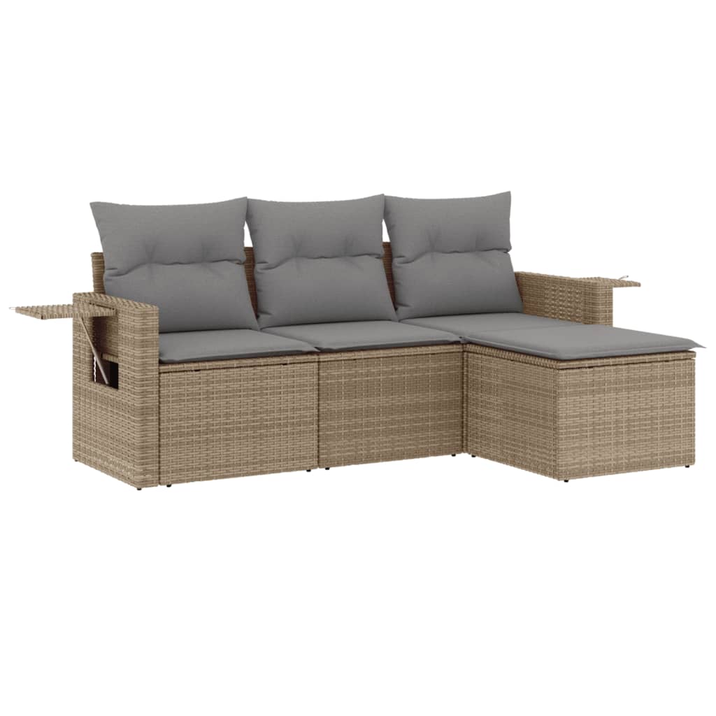 sofasæt til haven 4 dele med hynder polyrattan beige