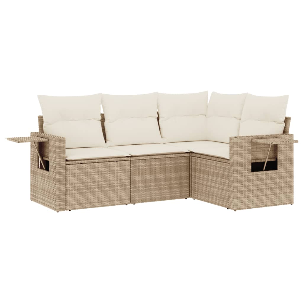 sofasæt til haven 4 dele med hynder polyrattan beige