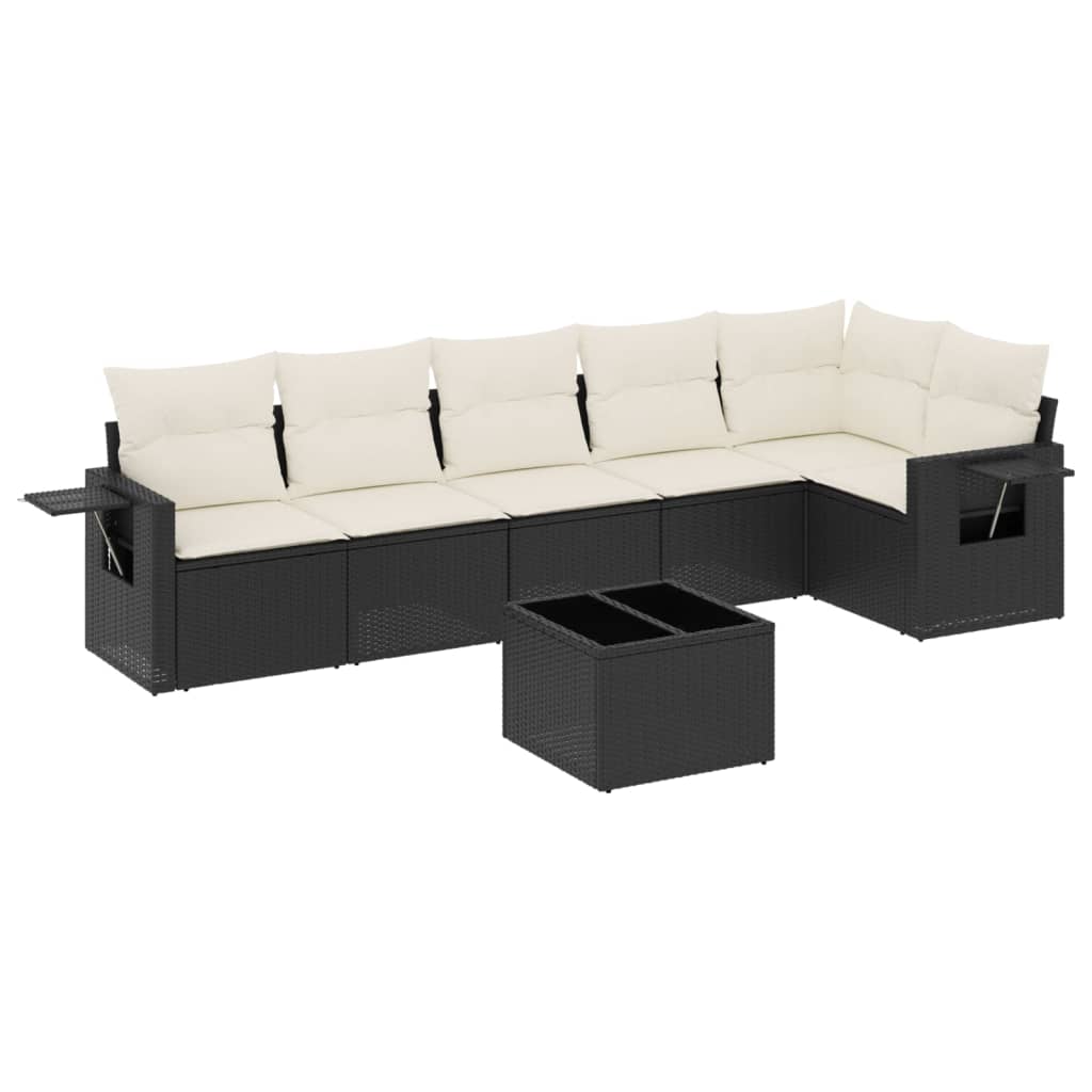 sofasæt til haven 7 dele med hynder polyrattan sort