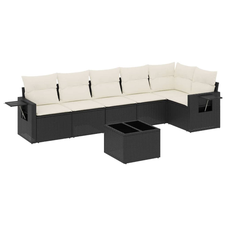 sofasæt til haven 7 dele med hynder polyrattan sort