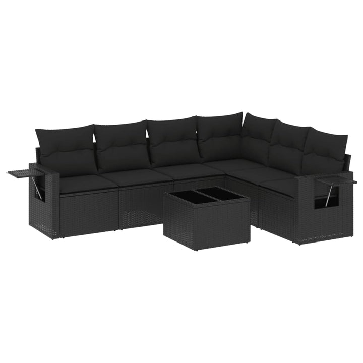 sofasæt til haven 7 dele med hynder polyrattan sort