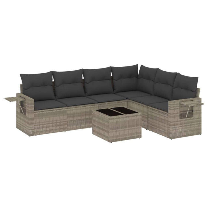 sofasæt til haven 7 dele med hynder polyrattan lysegrå