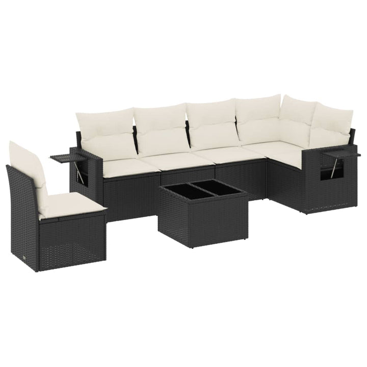 sofasæt til haven 7 dele med hynder polyrattan sort