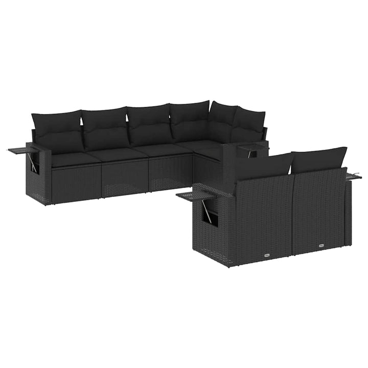 sofasæt til haven 7 dele med hynder polyrattan sort