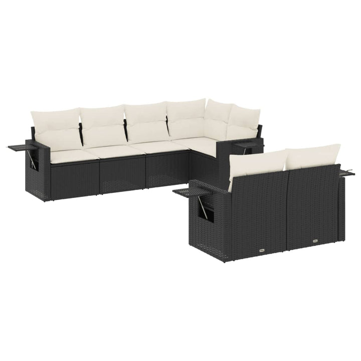 sofasæt til haven 7 dele med hynder polyrattan sort