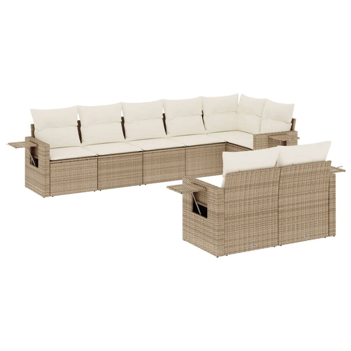 sofasæt til haven 8 dele med hynder polyrattan beige