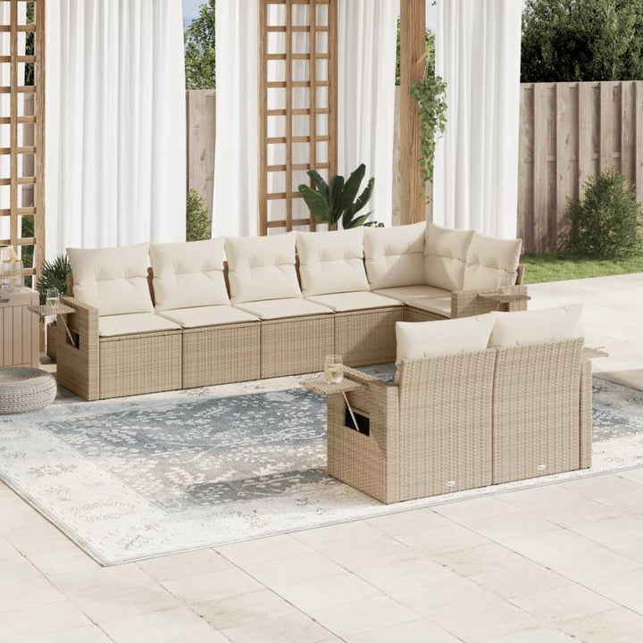 sofasæt til haven 8 dele med hynder polyrattan beige