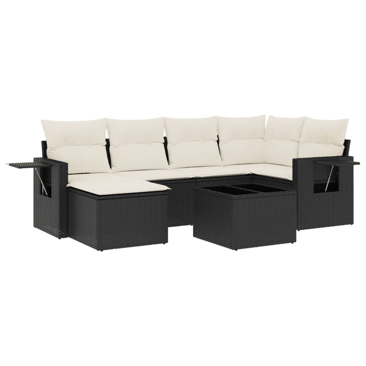 sofasæt til haven 7 dele med hynder polyrattan sort