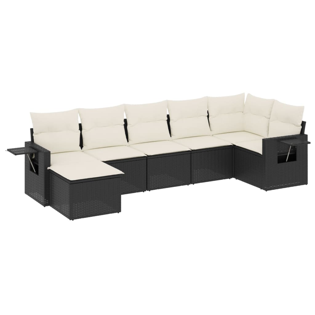 sofasæt til haven 7 dele med hynder polyrattan sort