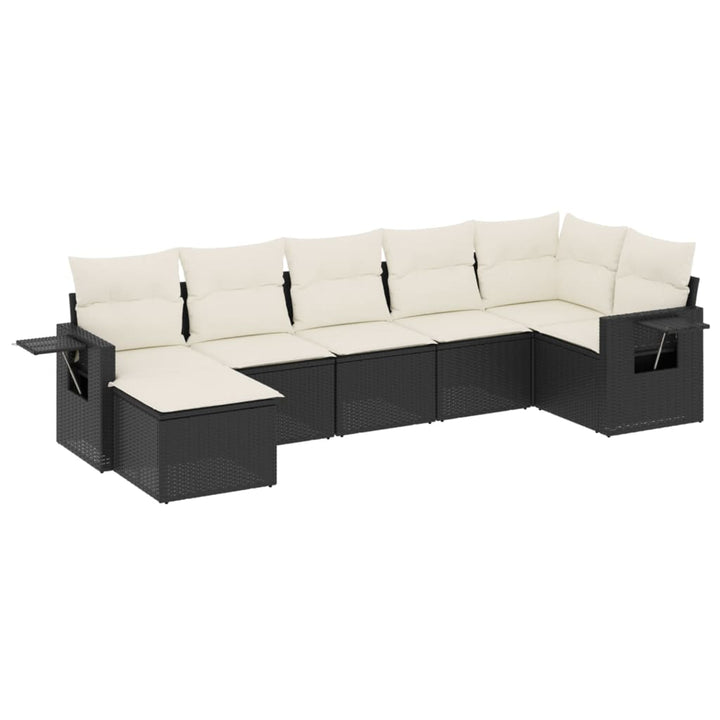 sofasæt til haven 7 dele med hynder polyrattan sort