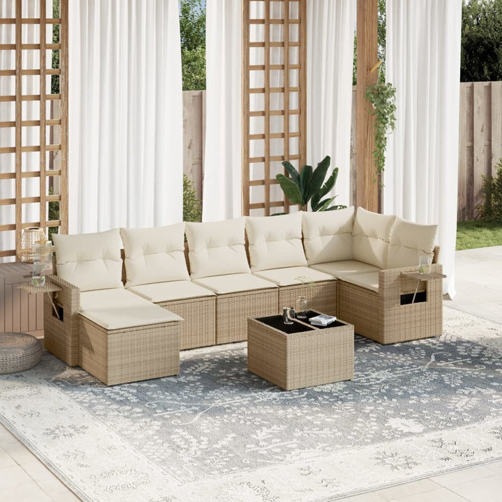sofasæt til haven 8 dele med hynder polyrattan beige
