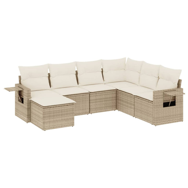 sofasæt til haven 7 dele med hynder polyrattan beige