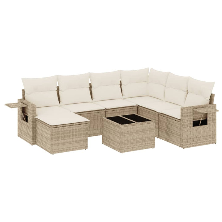 sofasæt til haven 8 dele med hynder polyrattan beige