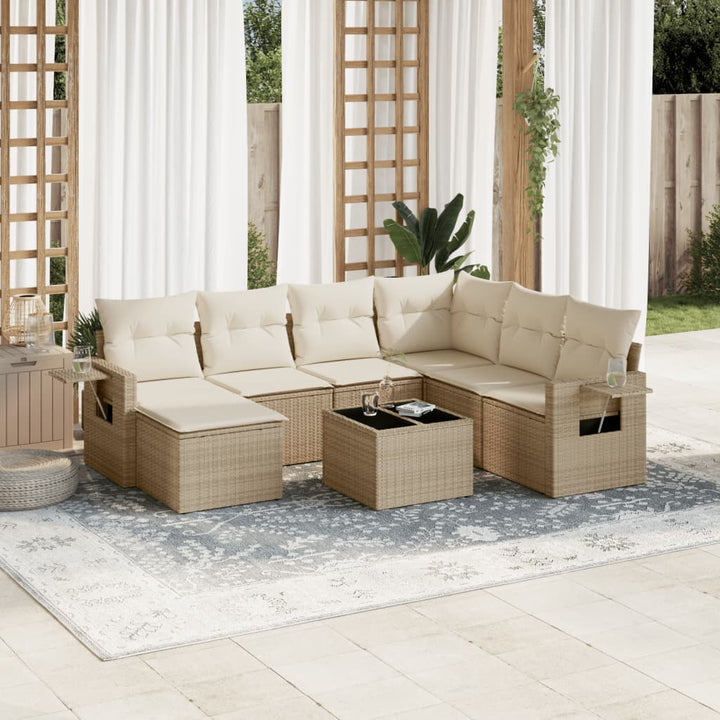 sofasæt til haven 8 dele med hynder polyrattan beige