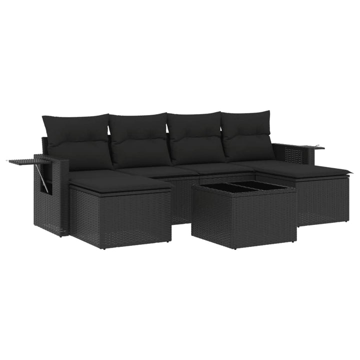 sofasæt til haven 7 dele med hynder polyrattan sort