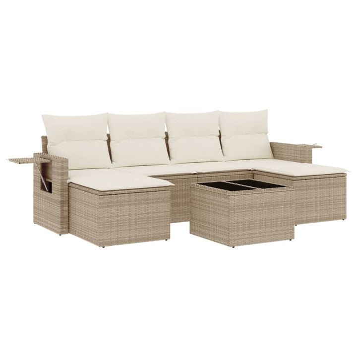 sofasæt til haven 7 dele med hynder polyrattan beige