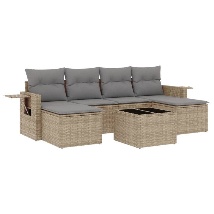 sofasæt til haven 7 dele med hynder polyrattan beige