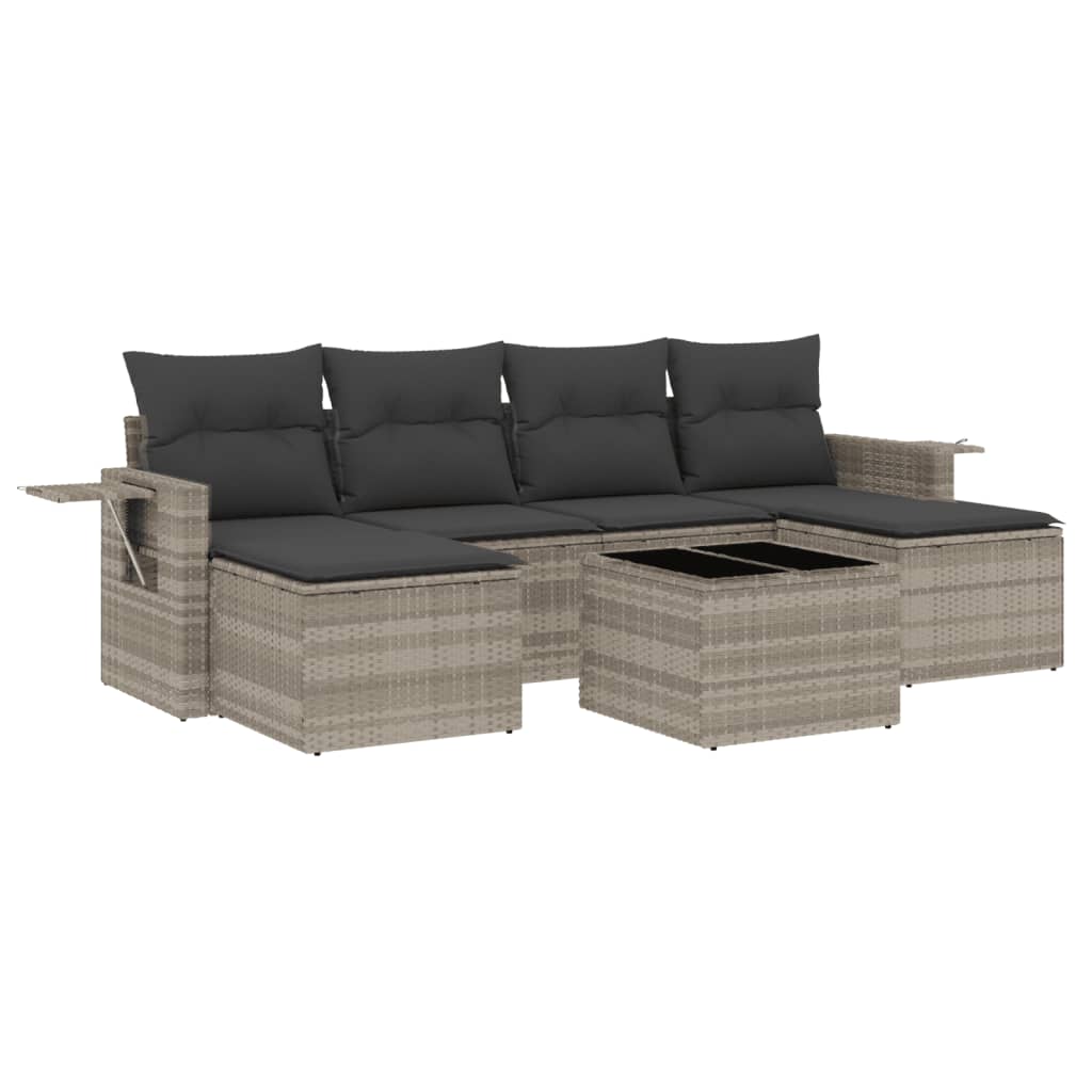 sofasæt til haven 7 dele med hynder polyrattan lysegrå
