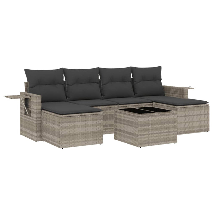 sofasæt til haven 7 dele med hynder polyrattan lysegrå