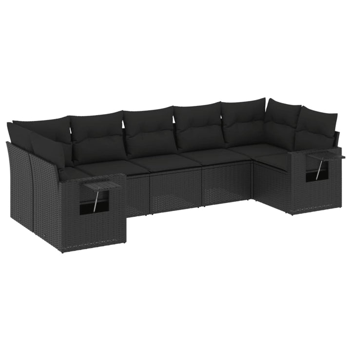 sofasæt til haven 7 dele med hynder polyrattan sort