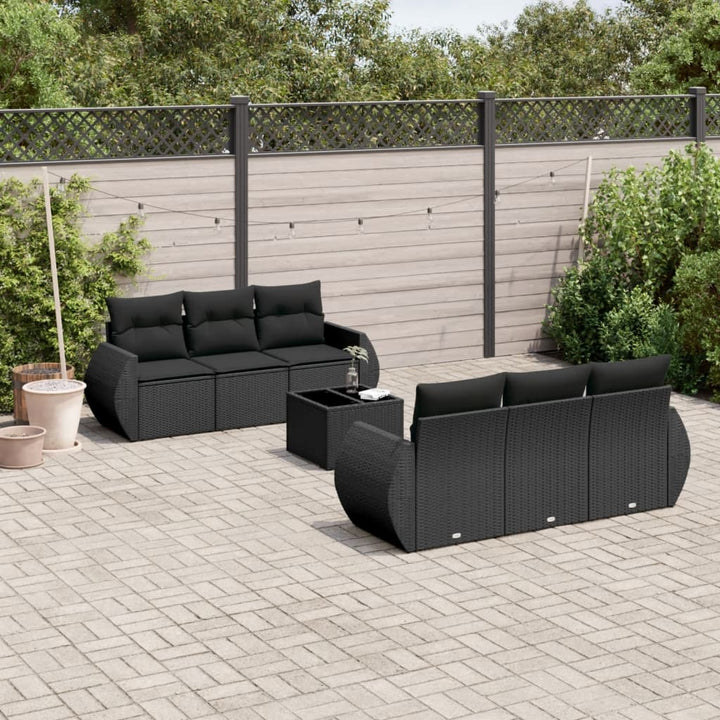 sofasæt til haven 7 dele med hynder polyrattan sort